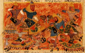 Rustam_Kills_the_Turanian_Hero_Alkus_with_his_Lance-Sultanate_of_Delhi-1450